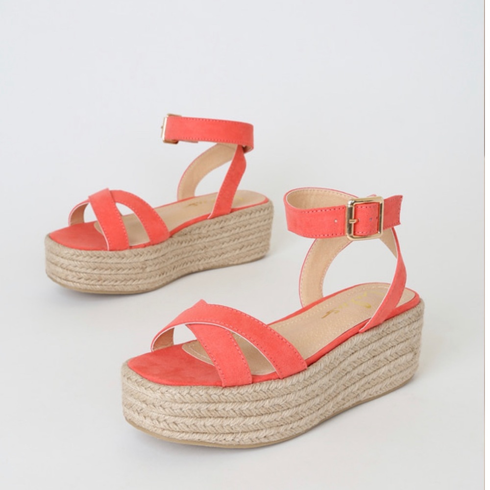 Cobi Coral Suede Espadrille Platform Sandals